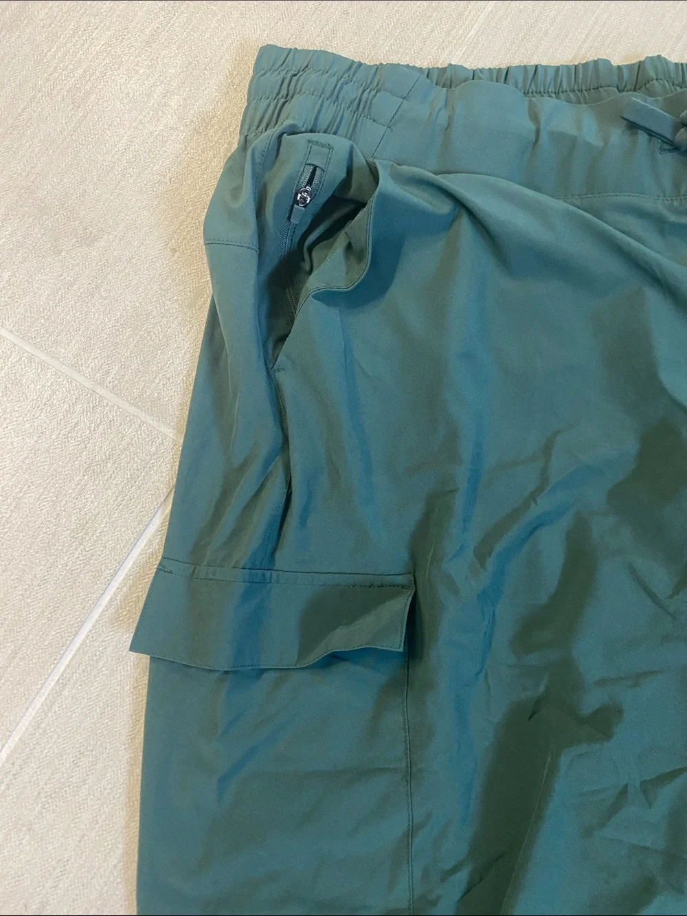 Women's Jogger Pants with Drawstring Waist - Deep Teal Green - Picture 2 of 5